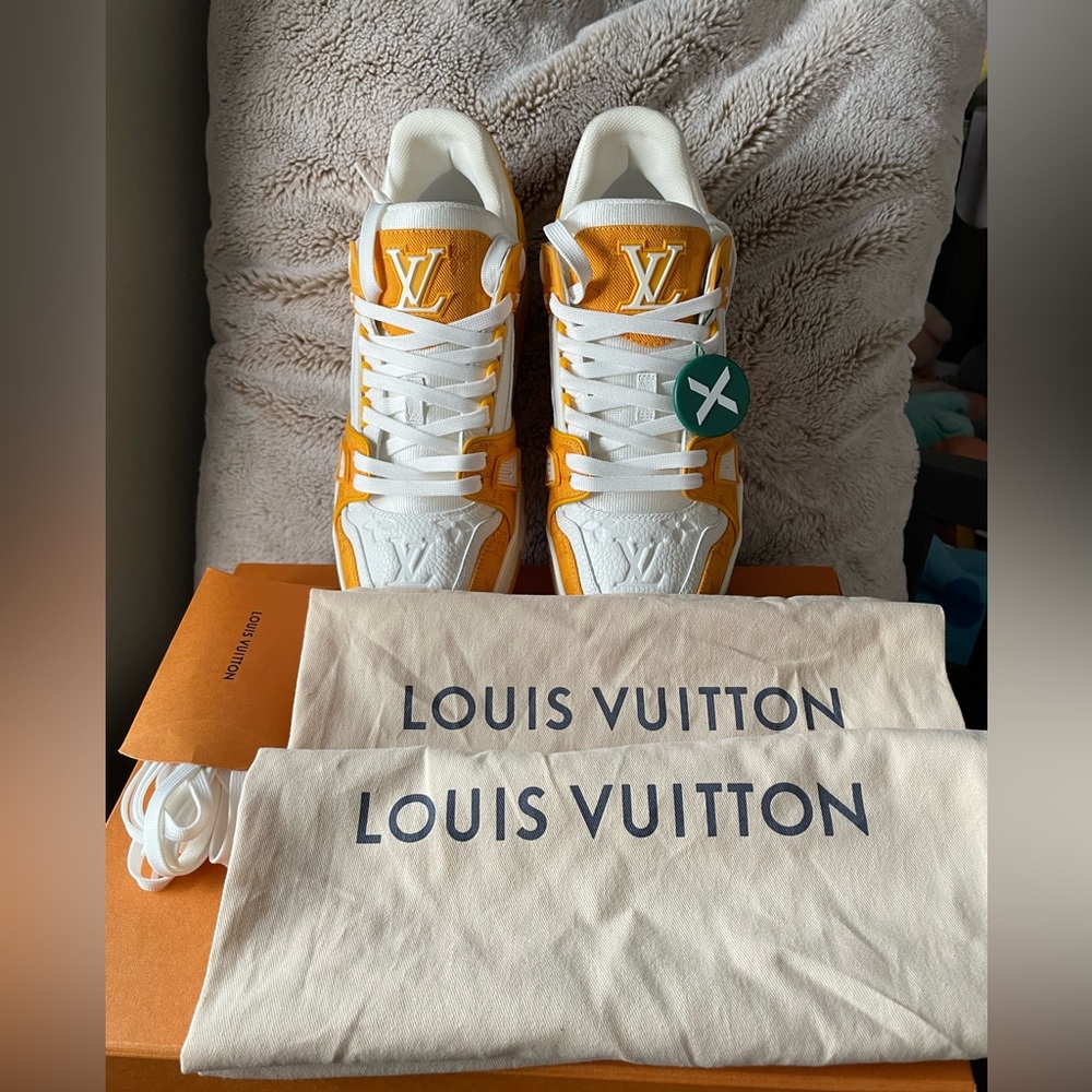 Louis Vuitton Trainer Yellow Monogram Denim White